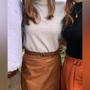 Tahari Tan mock neck sweater